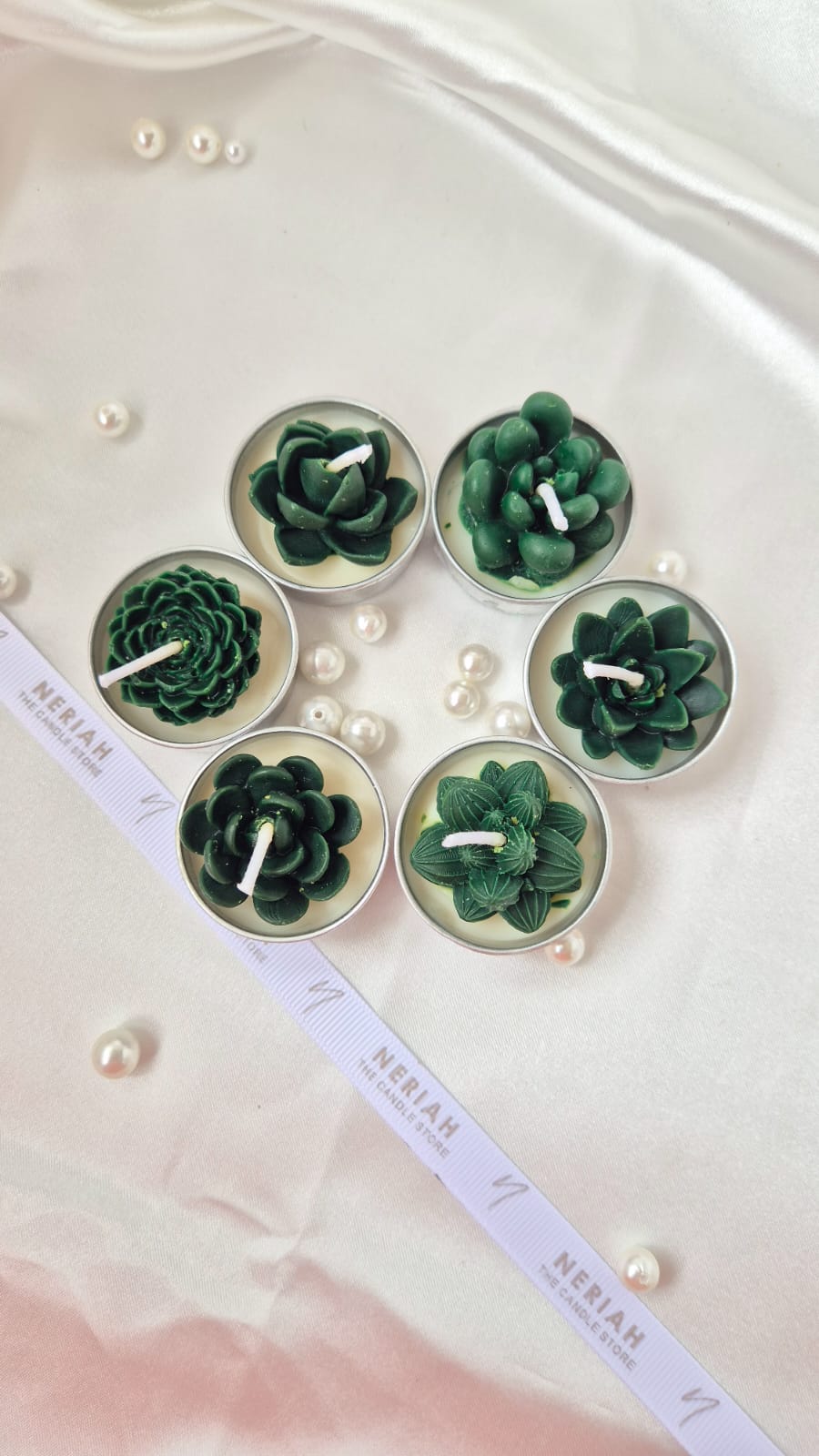 Succulent tealight candle